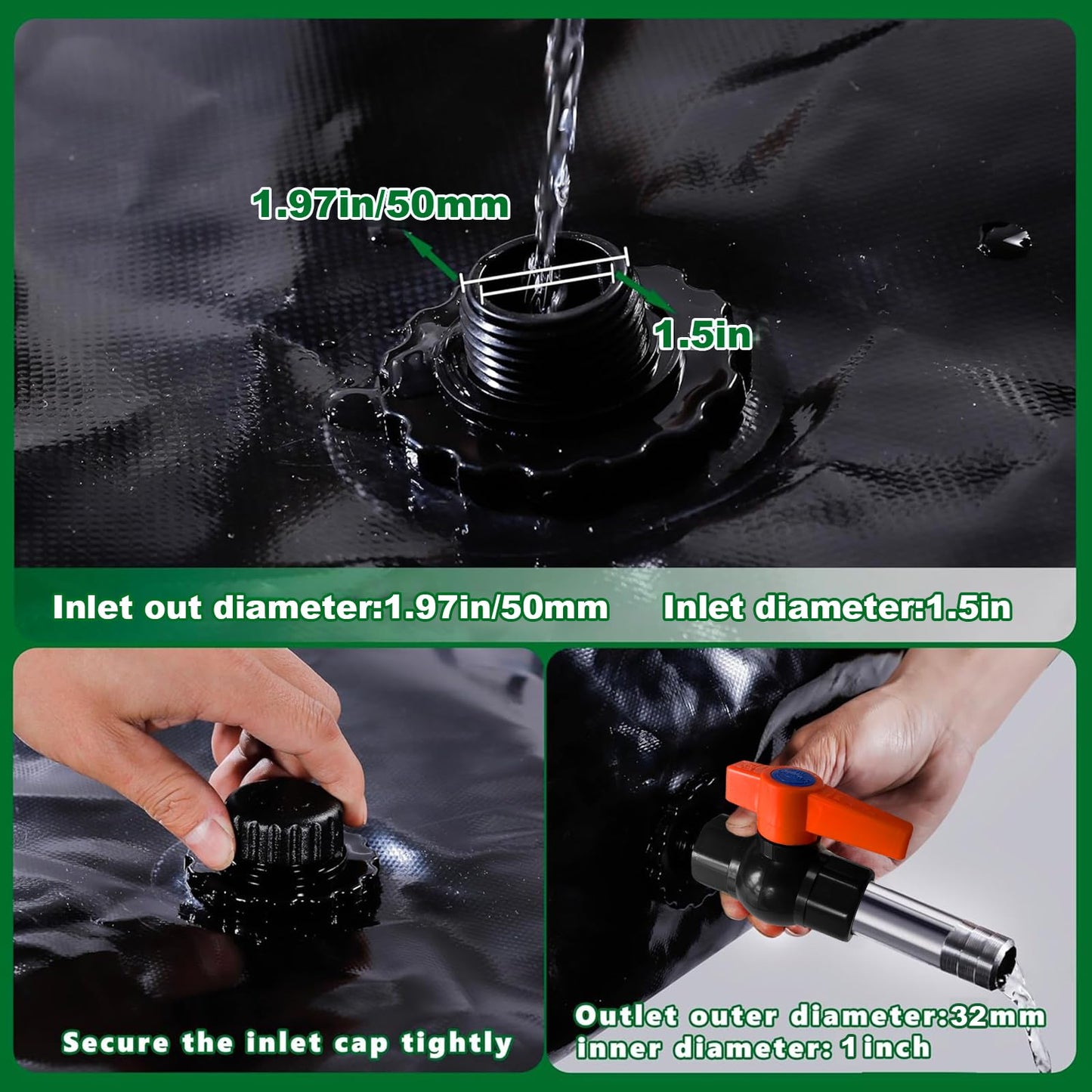 4000 L/1000 gal Water Bladder Storage Containers, Foldable Portable Water Tank Large Capacity Soft Water Bag, Drought Resistance, Fire Prevention, Emergency Water