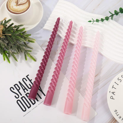 Whaline 8Pcs 10 Inch Gradient Purple Spiral Taper Candles Dripless Twisted Wax Candles Long Unscented Candle Sticks for Wedding Party Home Dining Table Decor