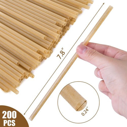 HANSGO Sugarcane Straws, 200PCS Drink Straws Disposable for Hot Cold Drinks, Coffee, Cocktail, Juice Home Favor, The Beach Party, Natural Brown
