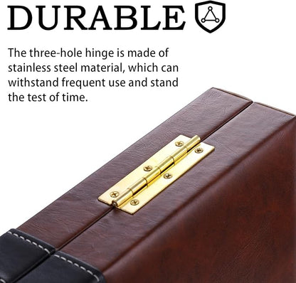 Backgammon Sets for Adults 15 inch Backgammon Brown Sets Classic Board Game with Premium Leather Case Portable Travels Strategy Backgammon Game Set for Adults Kids (Brown)