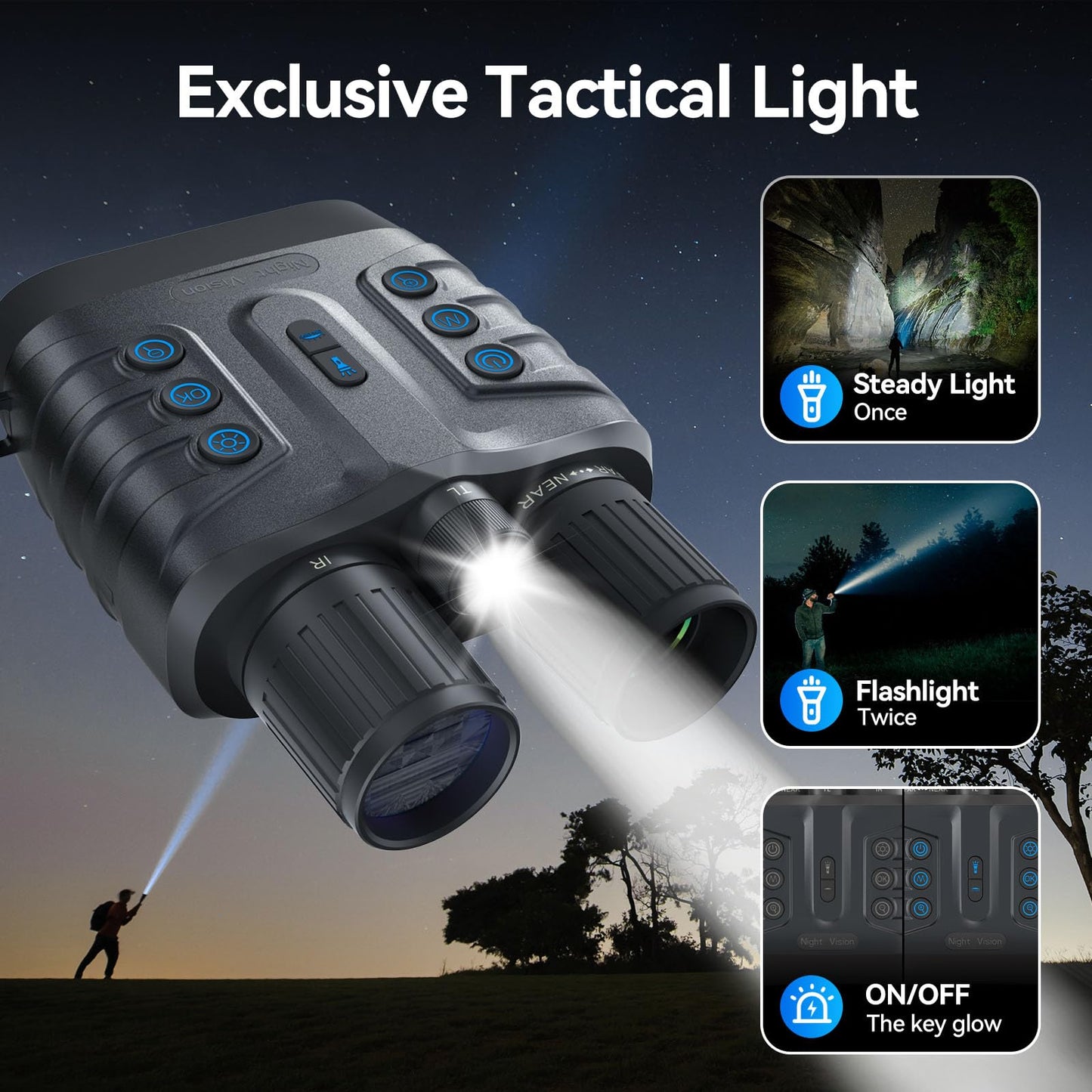 Night Vision Goggles,4K Full-Color Night Vision Binoculars for Adults with 3" HD Screen, 10000mAh Battery & 1968FT Night Vision Range,64GB Card,850nm Infrared,8X Zoom, Ideal for Camping & Hiking