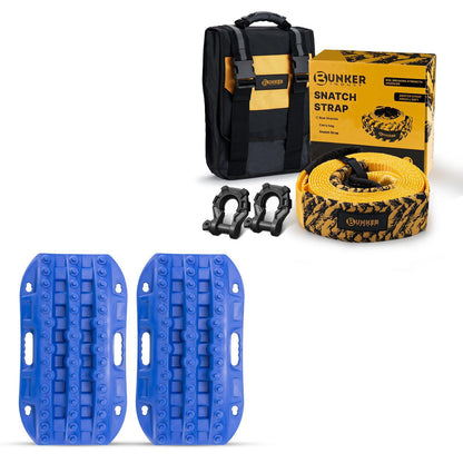BUNKER INDUST Off-Road Traction Boards + 3" x 20ft Recovery Straps + Pair 3/4 D Ring Shackles + Bag 35,000 lbs Tree Saver Winch Strap