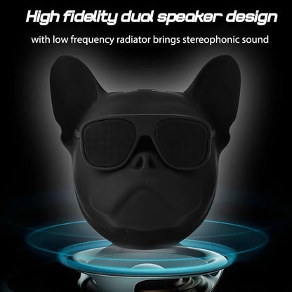 DTHUIHUA Bulldog Wireless Speaker - Portable Bluetooth with Loud Stereo Sound, Compact Outdoor Speaker for Camping & Travel | Audio Gift for Home, Cute Companion Design（Matte Black）