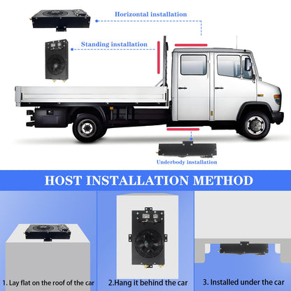 AClengda 12V DC air conditioner bottom hidden RV AC unit, silent 12V air conditioner 9500btu suitable for RV, campers, trucks, trailers, vans, agricultural vehicles, engineering vehicles