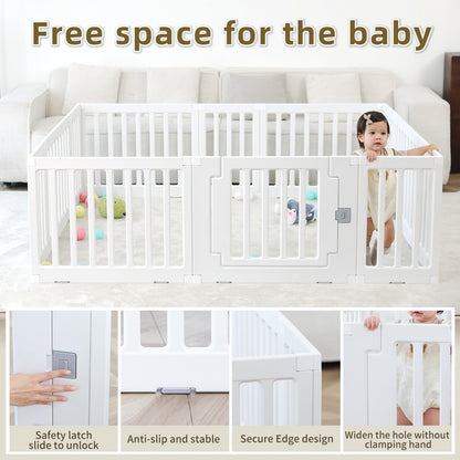 Gupamiga Playpen Baby Playard Portable Baby Fence Play Area Indoor Outdoor Kids Activity Center Playpen Playground Hoop for Indoor and Outdoor Use (12 Panels)