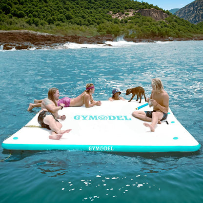 Inflatable Floating Dock, 6/8/10ft Swim Platform Floating Dock for Lakes, Non-Slip Air Dock Platform for Adults, Air Dock Platform with Detachable Ladder&Portable Carrying Bag, for Pool Beach Ocean