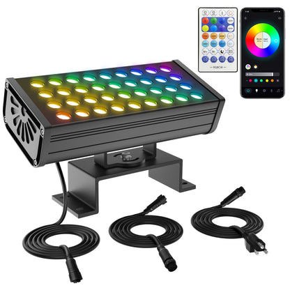 Yasotek Linkable Flood Lights Outdoor 180W RGBCW Color Changing LED