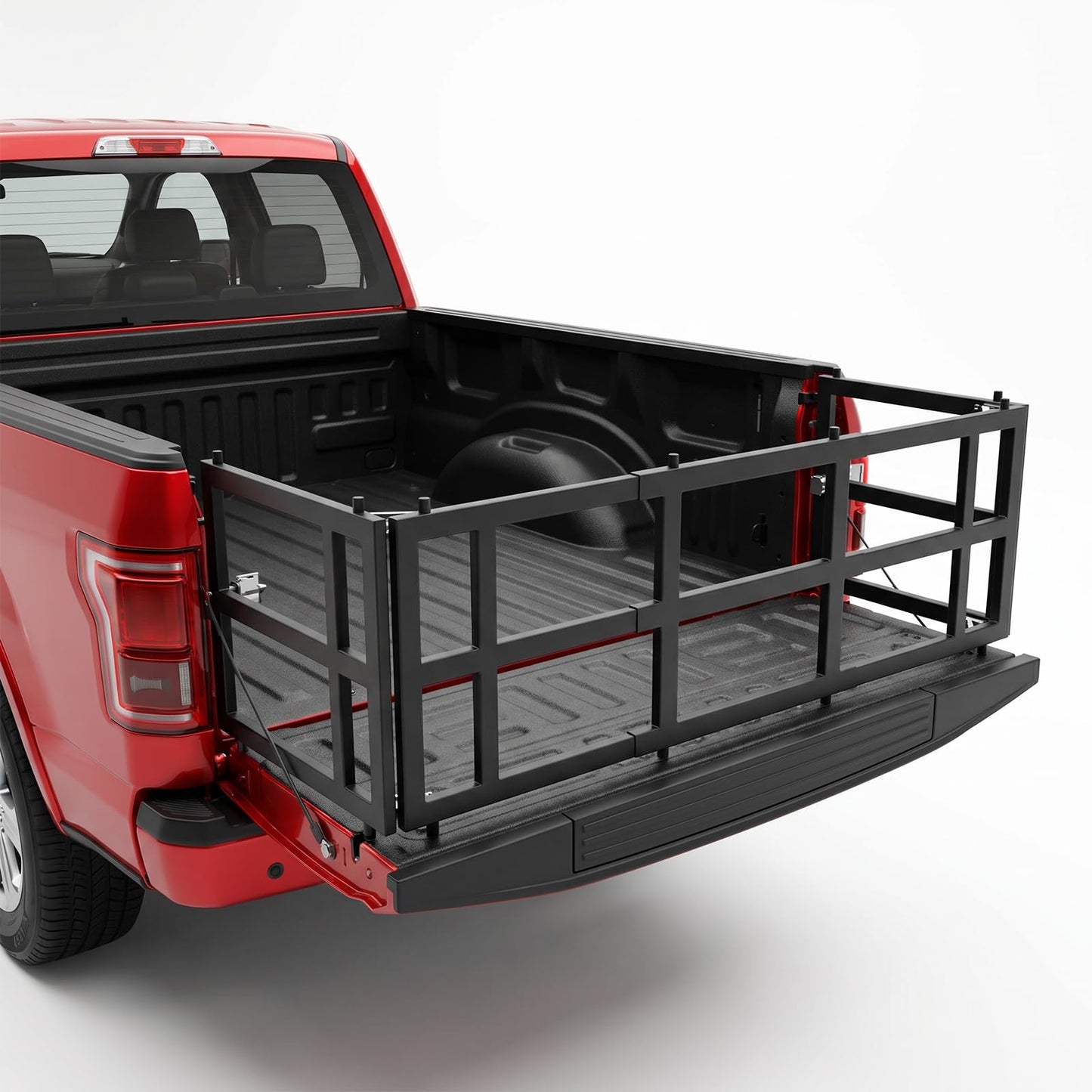 Universal Pickup Truck Bed Extender Rack, 46 to 65" Foldable Adjustable Width for Ford Toyota Nissan Chevy GMC Hyundai Dodge, Heavy-Duty Carbon Steel Square Tube, Expands Cargo Space, Drill Needed