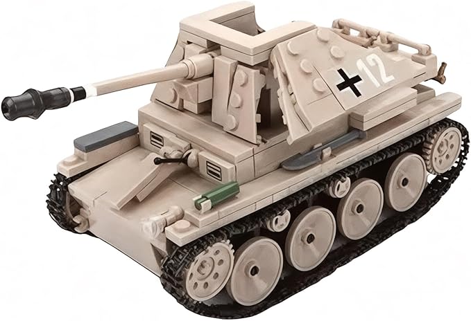 General Jim's WW2 German Marder III Tank Destroyer Building Set – 608 Piece Military Brick Model Kit – Compatible with Major Brands Building Levels and Military Enthusiasts