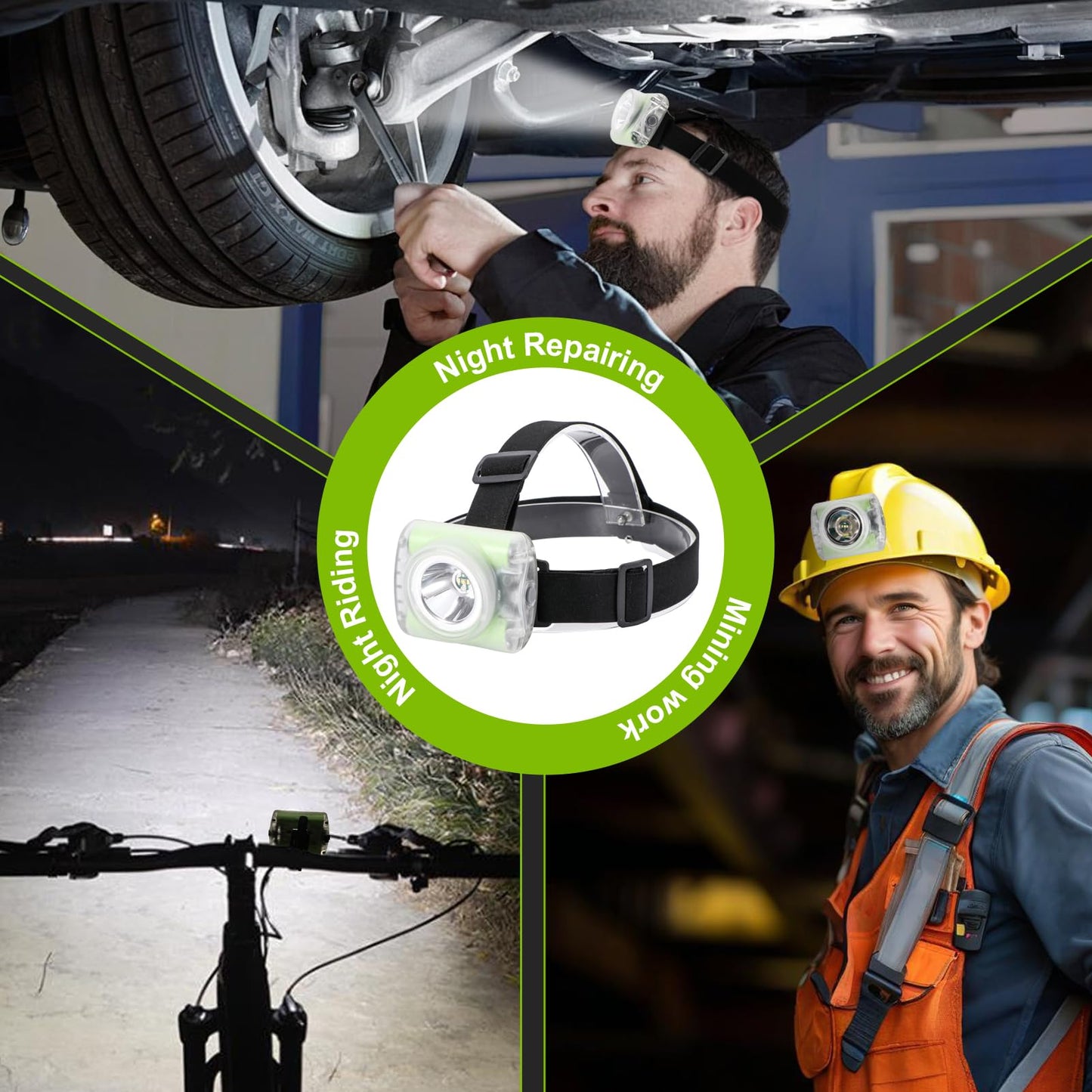 Vanvale High-Power Rechargeable LED Mining Headlamp, Lightweight IP68 Waterproof Hard Hat Helmet Light for Miners, Outdoor Work, Hiking, Camping, Caving, Emergency Use (Miner Light Kit)