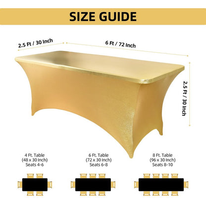 ZarzaaSik 10-Pack 6ft Spandex Table Covers for Rectangle Standard Folding Tables - Wrinkle Resistant Stretch Tablecloths - Ultimate Fitted Table Protector for Parties, Banquet, Wedding