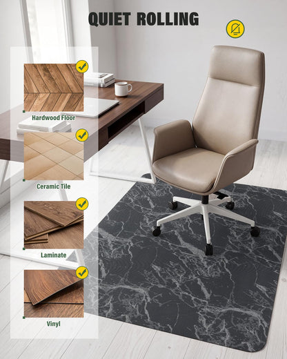 Asrug Office Chair Mat for Hardwood Floor 36" x 48" Desk Computer Chair Mat for Rolling Chair PVC Plastic Durable Non-Slip Under Desk Rug,Hard Floor Protector for Office Home, Gray Marble Design Mat