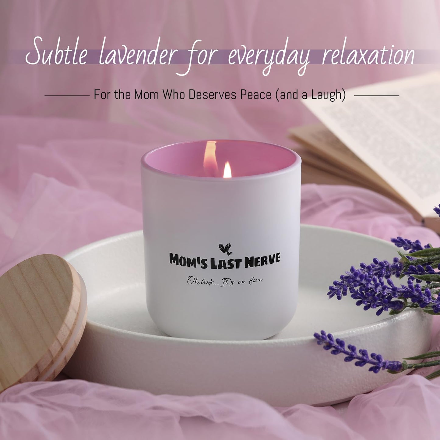 Mom's Last Nerve Funny Gifts Candle for Mom, Lavender Scented Candle from Daughter Son, Soy Wax Jar Candles Long Lasting Mother's Day