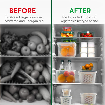 Skiennix Fruit Storage Containers - 5 Set BPA-Free Plastic with Colanders | Dishwasher Safe & Leakproof