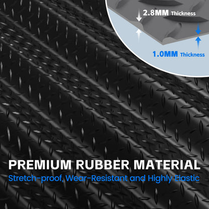 StellarStar 8x25 FT Garage Floor Mat, 2.8mm Thickened PVC Flooring Roll for Under Car, 200 SQFT Diamond Plate Black Garage Mats for Garage, Warehouse, Basement, Factory, Trailer (Include Tapes)