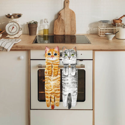 DaisyJoy Cat Funny Hand Towels for Bathroom Kitchen- Cute Decorative Kitten Decor Hanging Face Towels- Unique Housewarming Valentines Mothers Birthday Gifts for Women Mom Cat Lovers