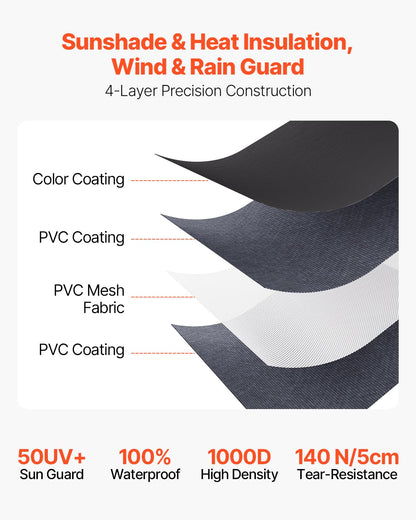 VEVOR Rv Slide Topper, 13'1" (12'7") Weatherproof Awning for RV Slide with Thicker Bracket, Heavy Duty Slide Topper Awning Fit for RV & Motorhome (Black)