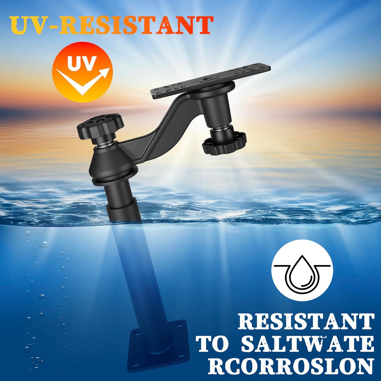 Velpaw 20.7” Adjustable Telescoping Fish Finder Mount for Boats,for 5"-12" Fishfinders & Chartplotters,Adjustable Height Range 15" to 20.7",Compatible with Lowrance, Garmin, Humminbird and More