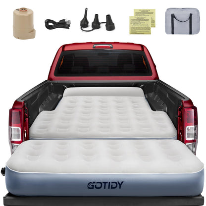 Inflatable Truck Bed Mattress for Tacoma Truck Air Mattress 5ft-5.5ft for Mid-Size Pickup with Detachable Tailgate Extension, Honda Ridgeline Jeep Gladiator JT,Space-Optimized Design, Built in Pump