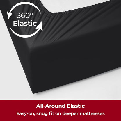 Mellanni Extra Deep Twin XL Sheets - Hotel Luxury Bedding Set | Ultra Soft, Cooling, Stain Resistant (Black)