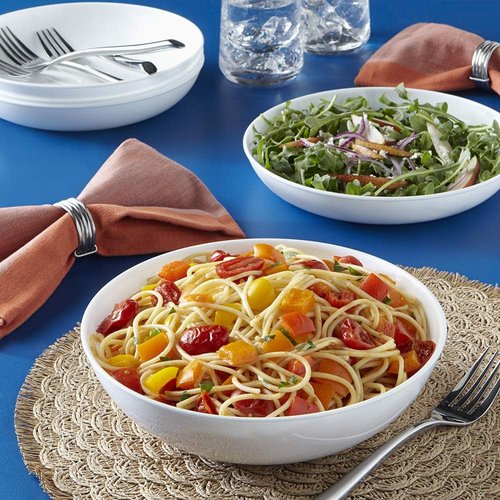 Corelle 4-Pc Meal Bowls Set - Durable Eco-Friendly 9.25-Inch Glass Bowls | Microwave & Dishwasher Safe, White