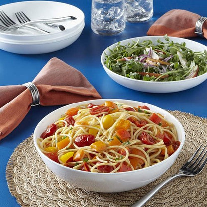 Corelle 4-Pc Meal Bowls Set - Durable Eco-Friendly 9.25-Inch Glass Bowls | Microwave & Dishwasher Safe, White