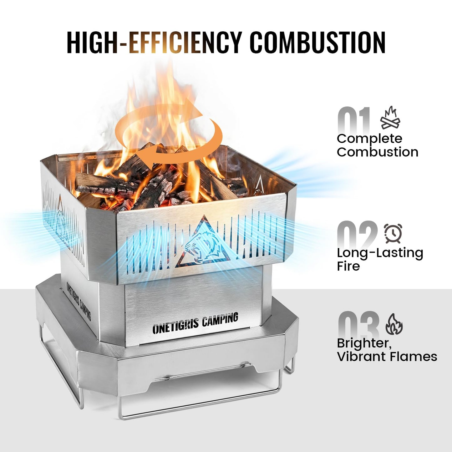 ONETIGRIS CAMPING NESTFIRE 11.8 Inch Portable Fire Pit with Grill Grate and Storage Bag | BBQ, Cooking, Bonfire 3 in 1 | Camping Fire Pit for Patio,Backyard, Picnics, Backpacking