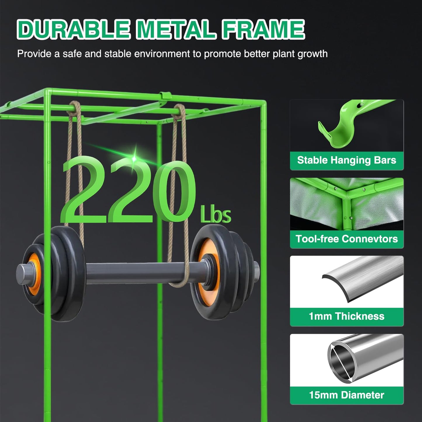 Yesker 5x5 Grow Tent 60"x60"x80" High Reflective Mylar Large Indoor Growing Tents 600D Oxford Cloth with Observation Window and Removable Floor Tray for Hydroponics Indoor Plants Fruit Flower Growing