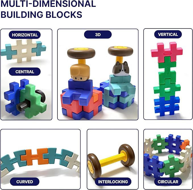 Advanced 3D Interlocking Soft Building Blocks for Kids 100+ Pcs STEAM Construction Set with Figures &amp Pets Sensory Educational Toy for Preschoolers 3-8 with Building Manual &amp Storage Bin