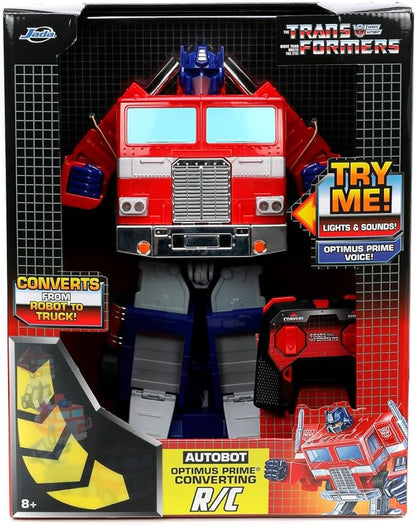 Jada Radio Control Transformers Optimus Prime Convertible 34 cm 2 Channel 2.4 GHz RC Truck Light and Sound Moves in All Directions Transforms into Robot +8 Years (9333521314R00)