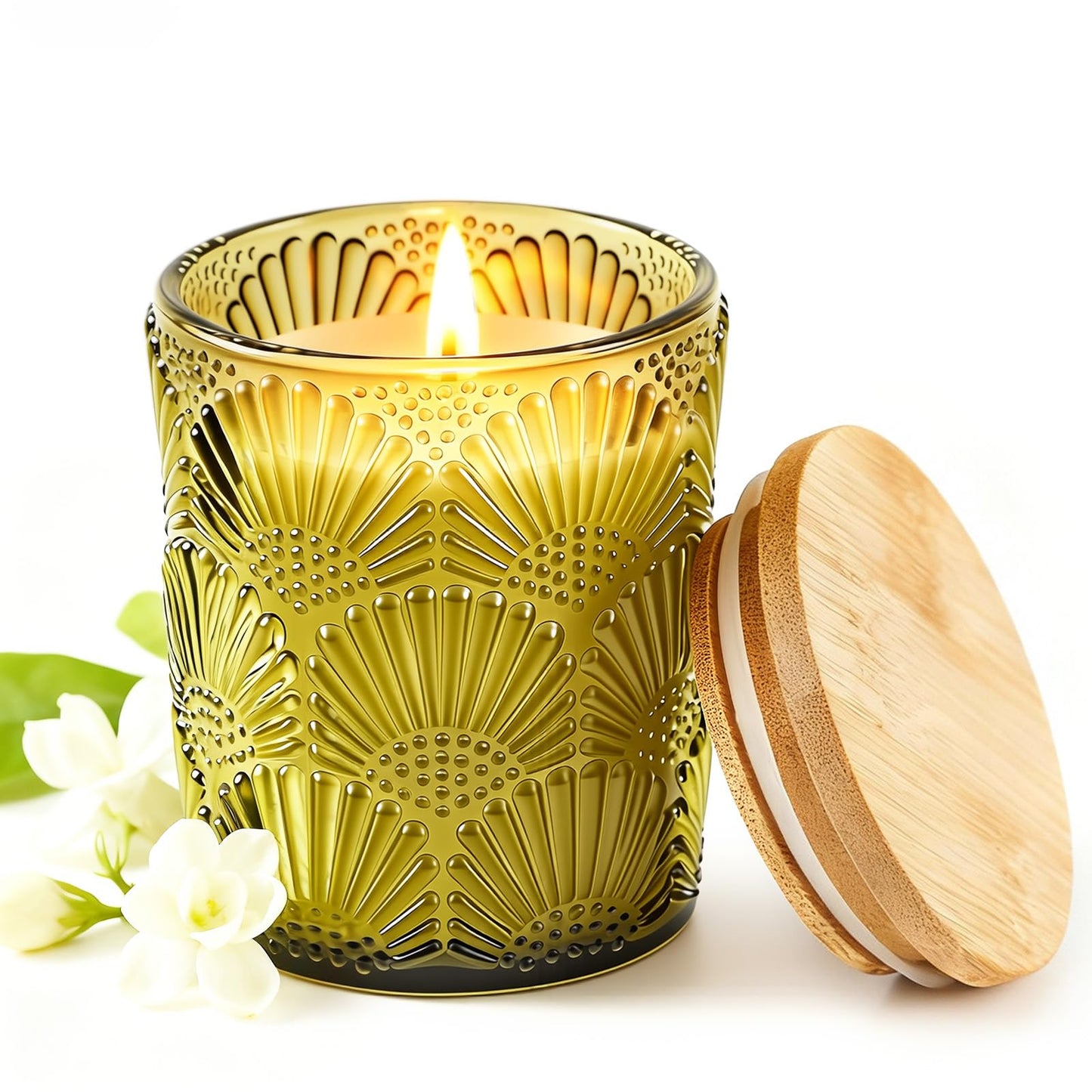 Crenovo Jasmine Scented Candle, 100% Soy Candle 30 Hours Burn, Candle Gifts for Men and Women Valentine Mother’s Day, Friendship Funny Gift for Home Decoration 5oz