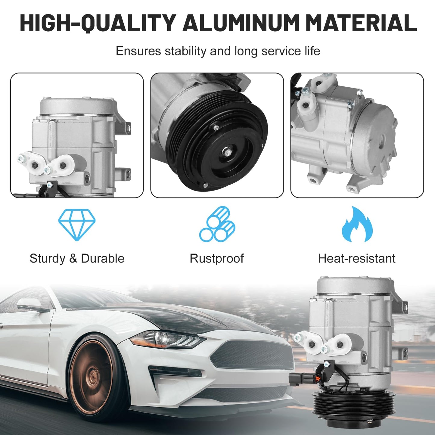 New AC Air Condition Compressor with Clutch for Ford Expedition F150 2007-2014, F250 F350 Super Duty 2008-2010, for Lincoln Navigator 2007-2014 5.4L 6.2L 6.4L 6.8L, for Ford Lobo 4.6 5.4L 6.2L 01-14