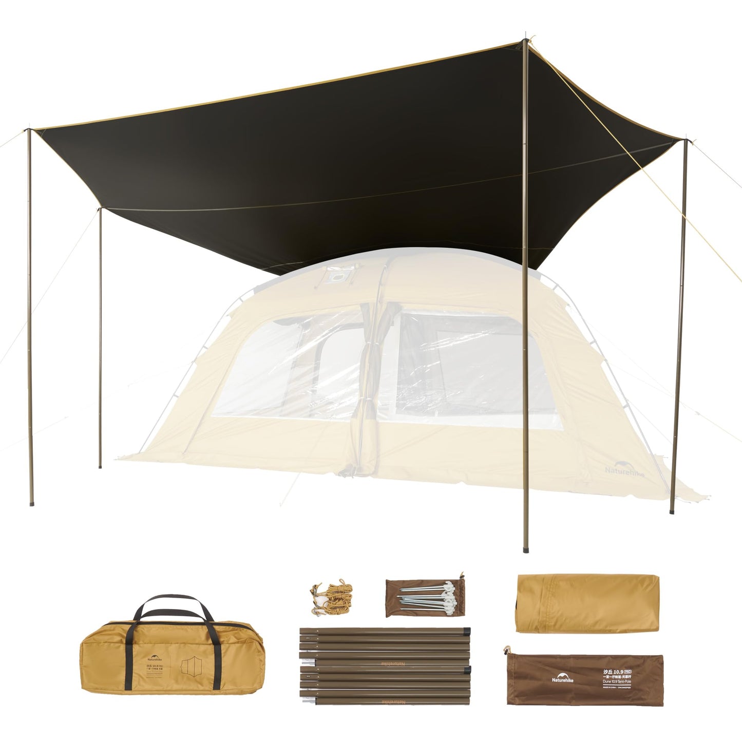 Naturehike Canopy for Dune 4 Person Tent, Camping Tarp with Poles, Waterproof 10000mm+ & UPF50+