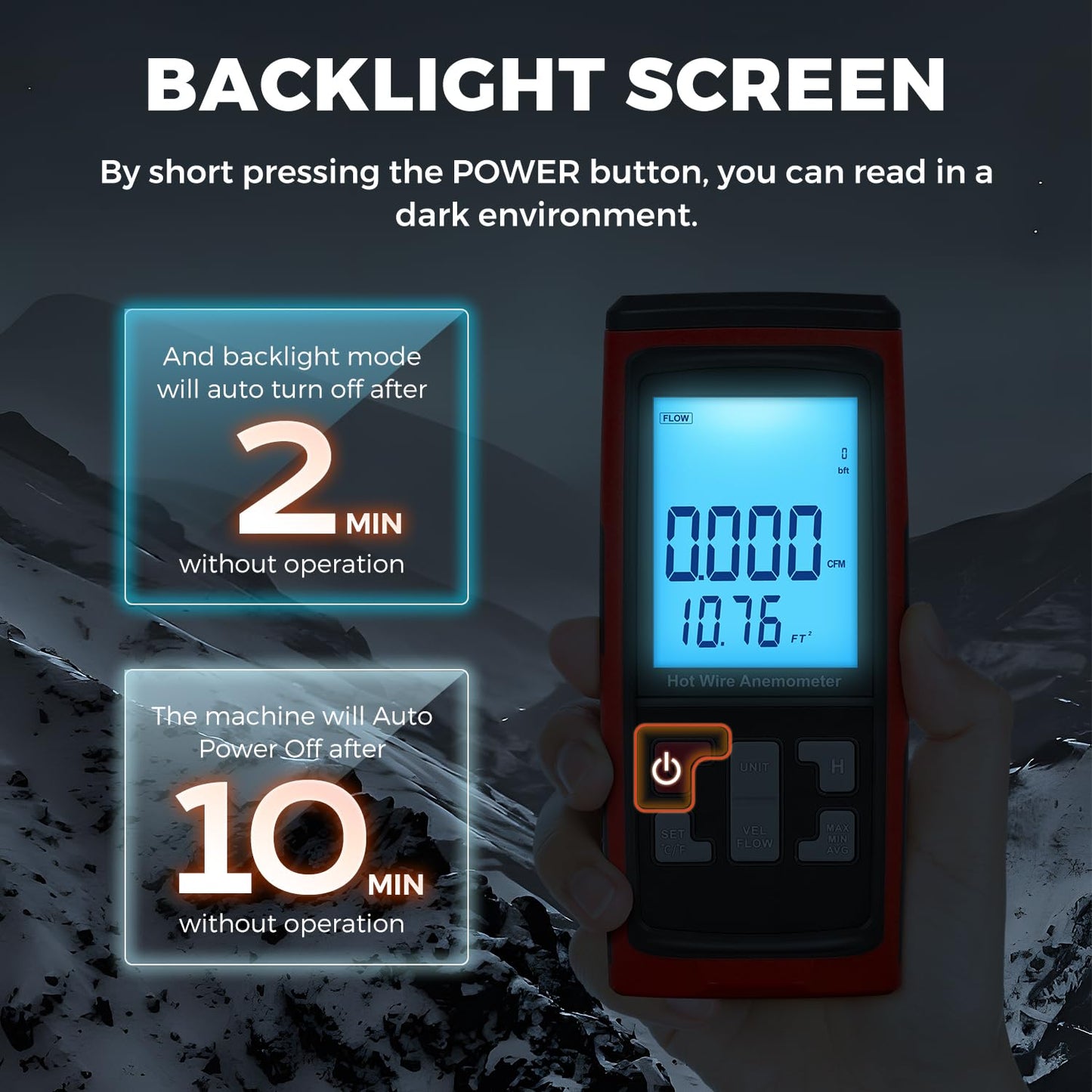 Bonvoisin Anemometer Handheld Hot Wire Air Flow Velocity Meter CFM Wind Speed Gauges with Data Output Software Telescopic Probe for in Duct HVAC, Outdoor (Thermal Anemometer)