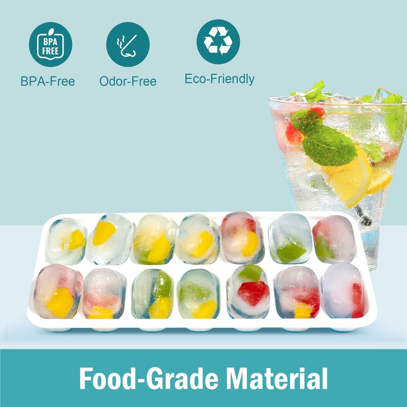 3 Pack Ice Cube Trays with Lids, Flexible Silicone Bottom for Easy Release, Stackable & Space-Saving Ice Molds, 1.2" Cubes Color-Coded (2 Green 1 Blue) for Juice, Coffee & Cocktails, BPA Free