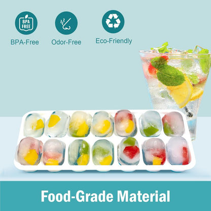 3 Pack Ice Cube Trays with Lids, Flexible Silicone Bottom for Easy Release, Stackable & Space-Saving Ice Molds, 1.2" Cubes Color-Coded (2 Green 1 Blue) for Juice, Coffee & Cocktails, BPA Free