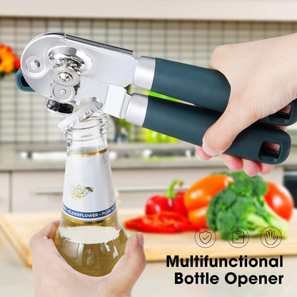 Beneno Heavy Duty Manual Can Opener - Durable Carbon Steel Blade, Effort-Saving Knob & Soft Grip Handle | Green
