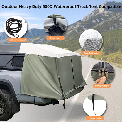 Full-Size Truck Bed Tent,Outdoor 600D Waterproof Truck Tent Compatible with Fits Ford F-150,Chevy Silverado,Toyota Tundra,Tacoma (2005+),Tailgates 58" Designed for Full-Size Trucks with Caps
