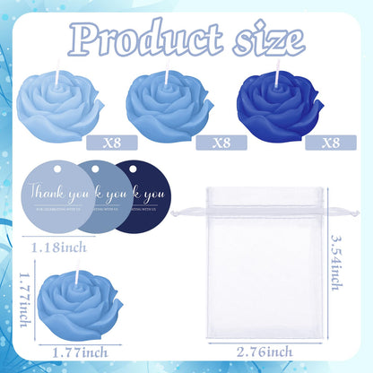 Treela 50 Set Flower Candles Wedding Favor for Guests Mini Blue Rose Shaped Tealight Candles for Return Gift Wedding Birthday Bridal Shower Housewarming Party