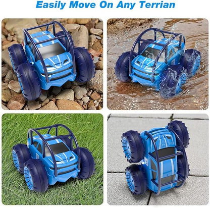 MaxTronic Amphibious Remote Control CarRechargeable RC Cars Toy 360° Flips Rotation Stunt Crawler 15KM/H 4WD All Terrain Outdoor Indoor Toy for Kids Boys Girls 3-12