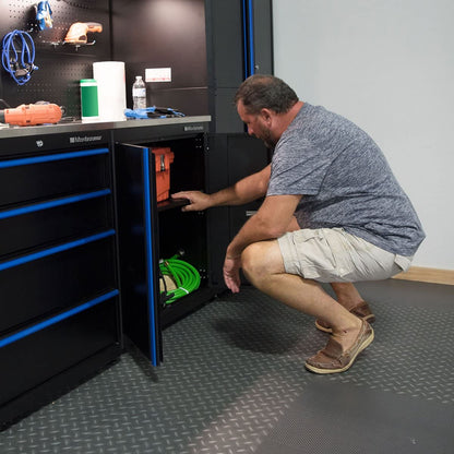 Montezuma Garage Tool Storage System - 30.5 x 24" Locking 2 Door Workbench with Magnetic Latches & Stainless Steel Worktop - BKMG30242BC