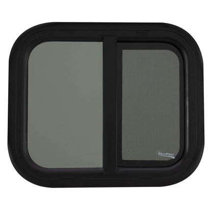 RecPro RV Window Replacement - Teardrop Style, Horizontal Sliding, 18inW x 15inH, Black, Model RP-WIN, Made in USA
