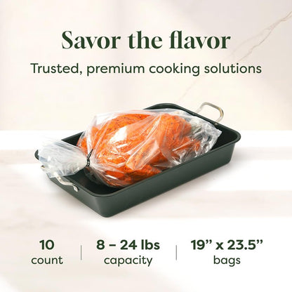 Oasier Oven Bags, Holds Up to 8 Pounds, 25 Count, Large Size 16" x 17.5", Roasting Bags for Oven Cooking & Baking, Easy Clean Lock in Flavor & Moisture