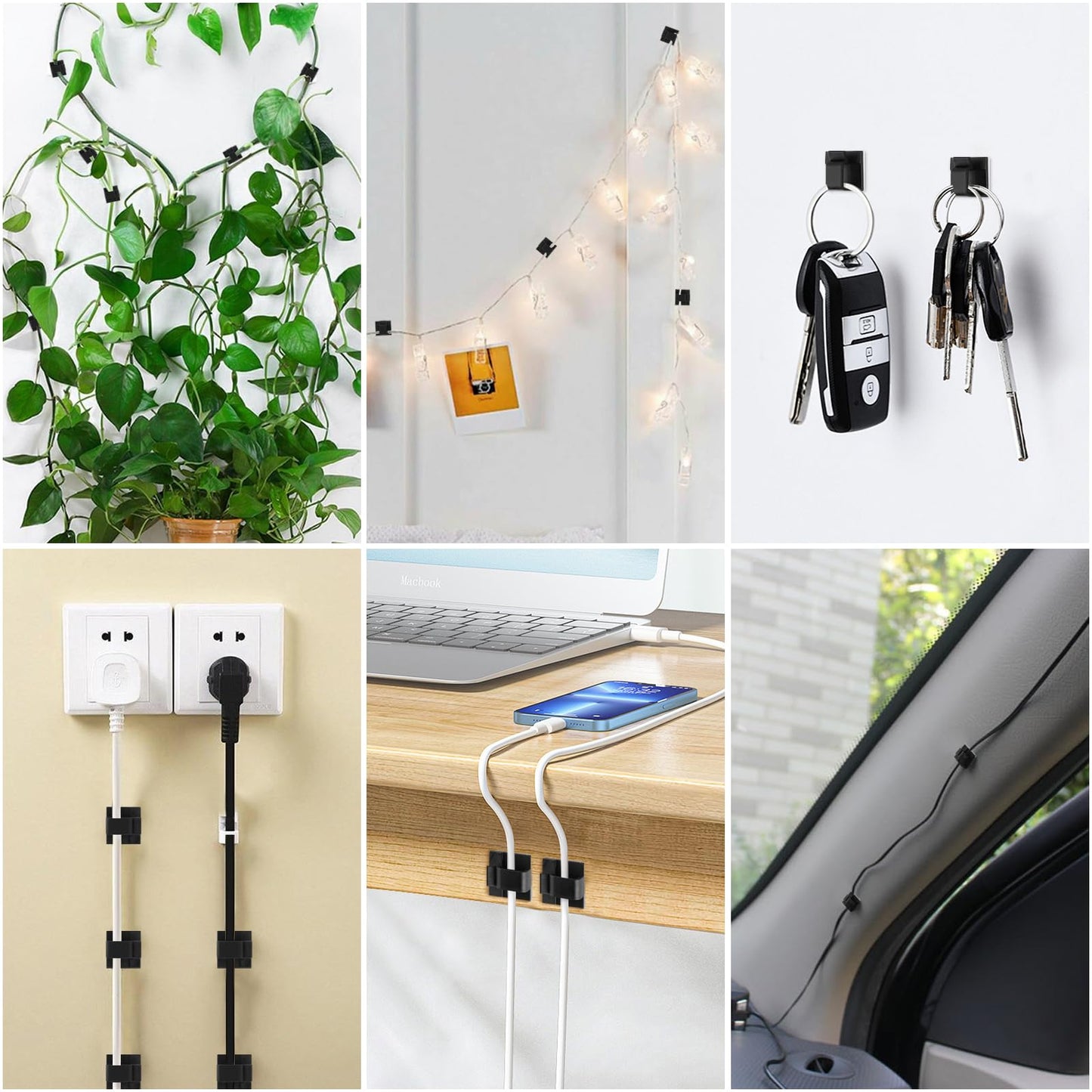 Romeda 100 Pieces Adhesive Cable Clips, Upgrade Wall Clamp Cord Clips Wire Clips for Cords, Charging Cable Management, Clips Wire Holder Wire Management for Ethernet Cables, Under The Table, Cars