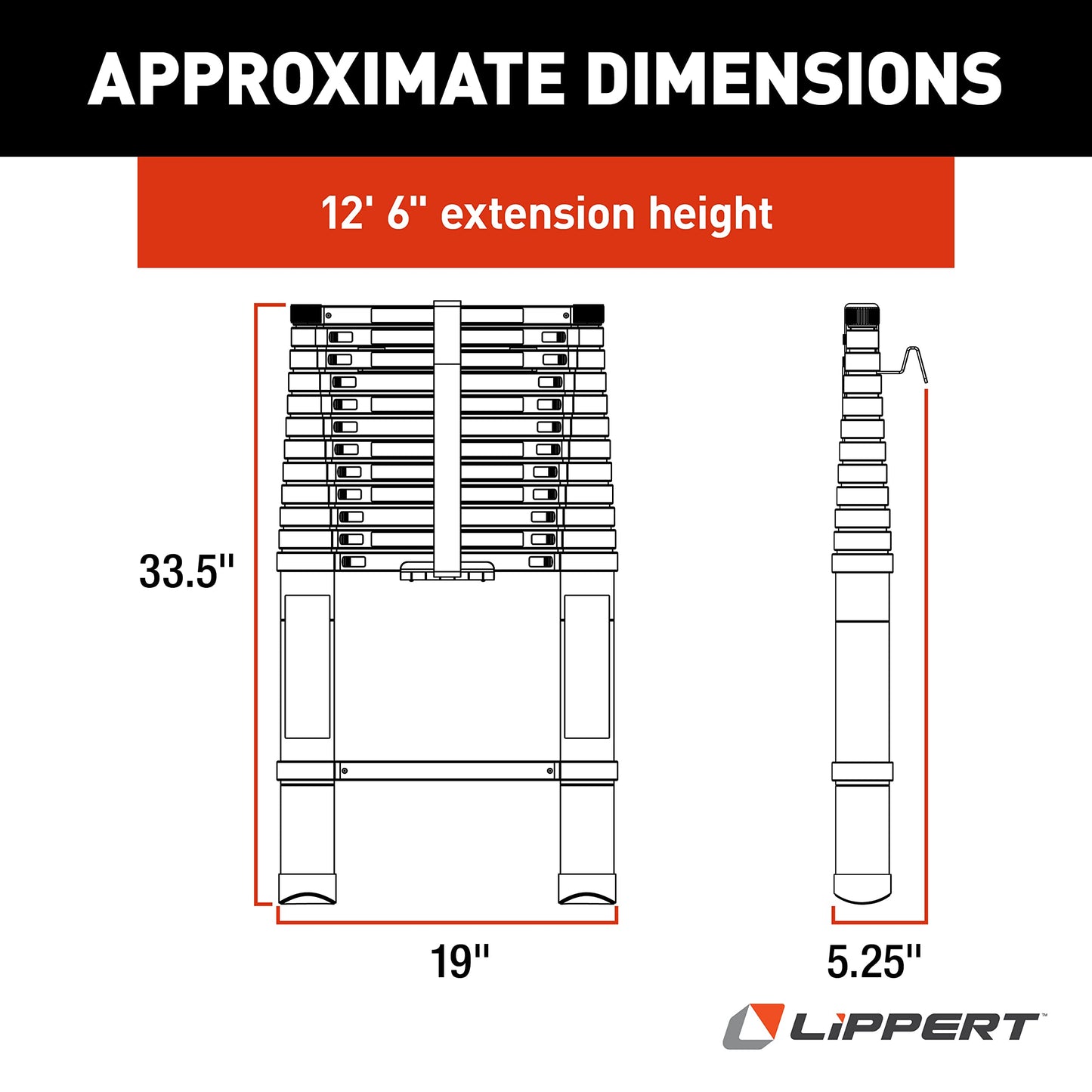 Lippert Components On-The-Go Ladder Telescoping Ladder for 5th Wheel RVs, Travel Trailers and Motorhomes