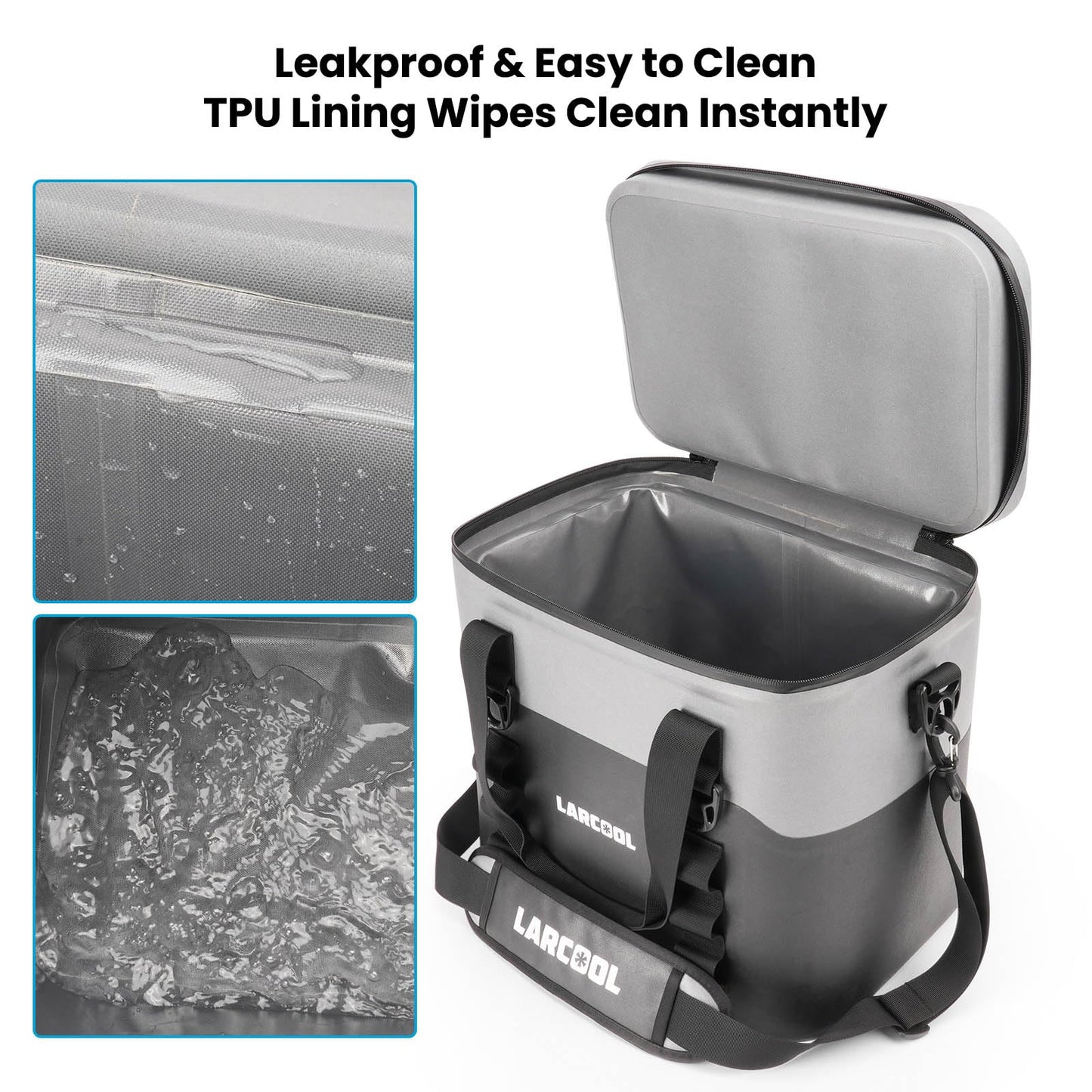LARCOOL Ultra -Tough 24 Can Soft Cooler Bag | Insulated Waterproof Portable Ice Chest with Adjustable Strap | Large Leak-Proof Lunch Coolers Box for Beach | Travel | Camping | Car | Hiking