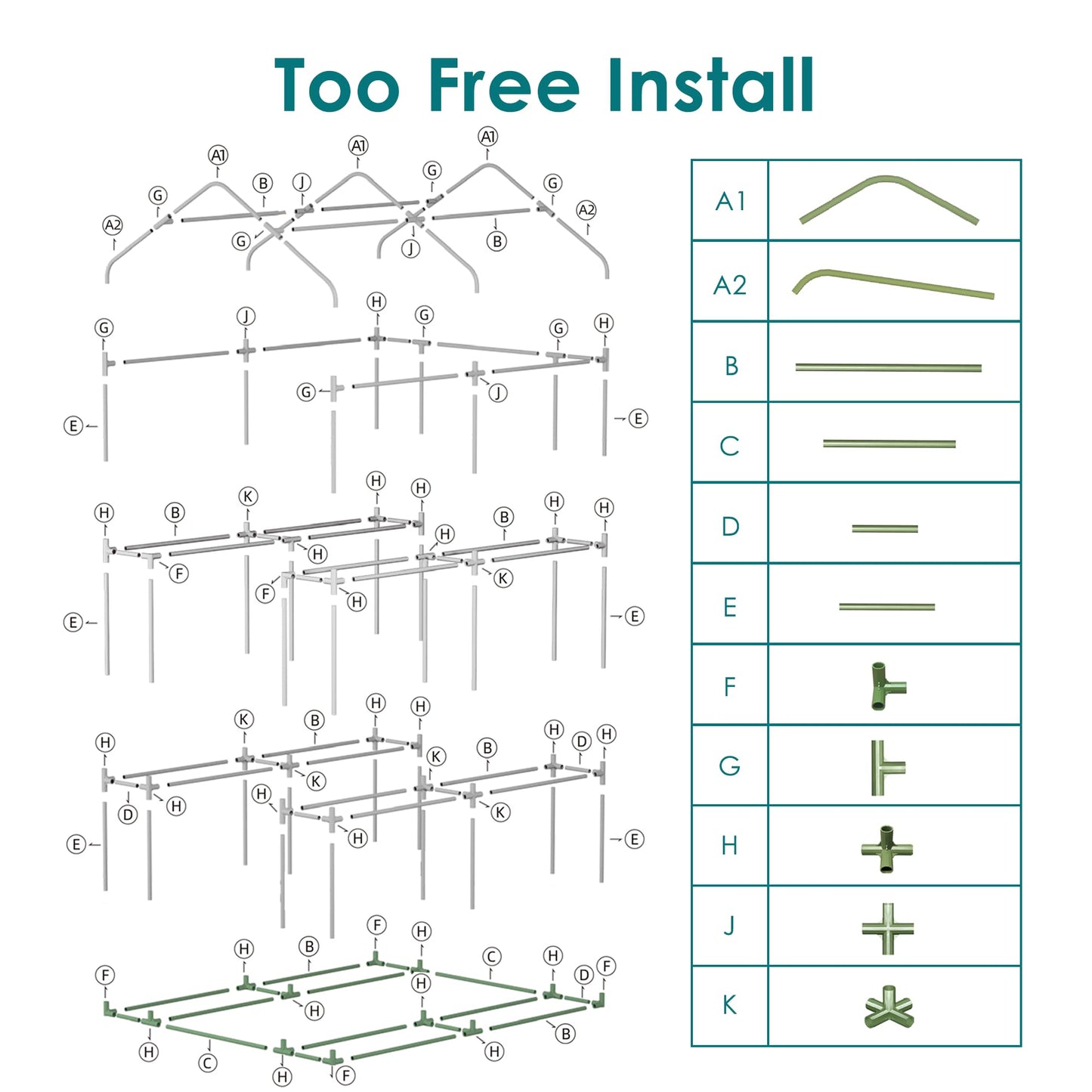Twira Greenhouse for Outdoors, 48" x 73.2" x 74.8" Walk in Plant Greenhouses Heavy Duty with Thicken PE Cover, 3 Tiers 8 Shelves Greenhouse Plastic, Portable Green House for Outside, Patio, Gardening