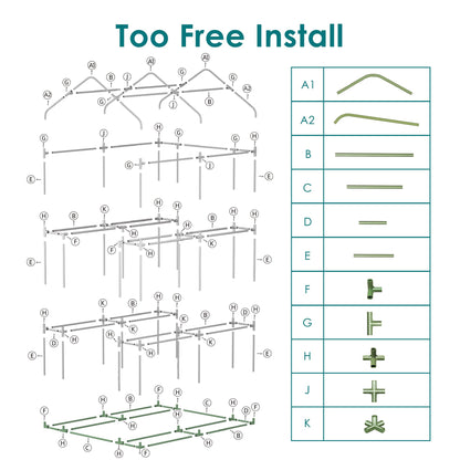 Twira Greenhouse for Outdoors, 48" x 73.2" x 74.8" Walk in Plant Greenhouses Heavy Duty with Thicken PE Cover, 3 Tiers 8 Shelves Greenhouse Plastic, Portable Green House for Outside, Patio, Gardening