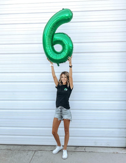 Dark Green Number 6 Balloon 40 Inch, 6th Birthday Party Decorations for Children, Giant 6 Foil Balloon for Party Supplies