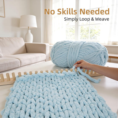 TISOFU 46" Chunky Blanket Loom, Large Wooden Loom Frame, Hand Knitting Kit for Adults Beginners, Adjustable Chunky Blanket Making Kit